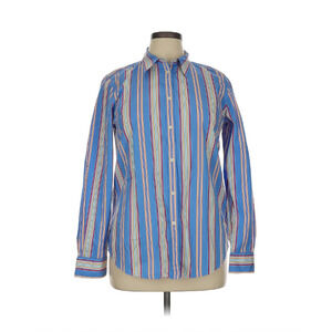 Lauren Ralph Lauren Blue Striped Button-Down Collared Long Sleeve Sz 14 Preppy
